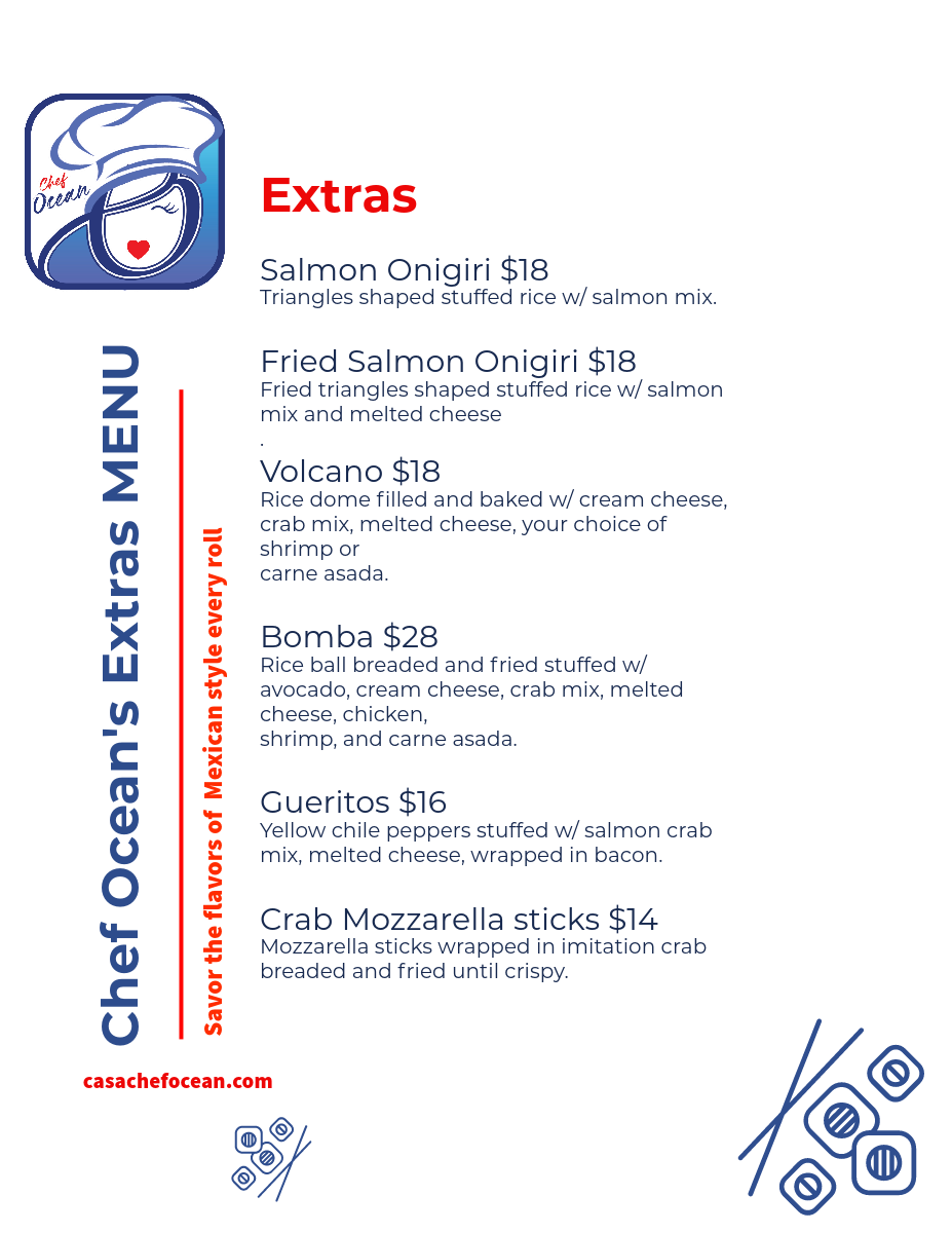 extra menu white-5-mexican mega roll